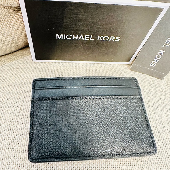 NEW Michael Kors MK Signature Jet Set Men Card Case w/ RFID Gunmetal Black NIB - Picture 6 of 9